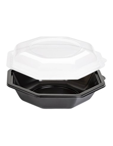 ▷ Envase de Plástico Negro Para Ensaladas 500 cc con Tapa - Envío 24h.