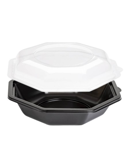 ▷ Envase de Plástico Negro Para Ensaladas 500 cc con Tapa - Envío 24h.