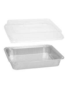 Pack Bandeja de Alumínio Retangular + Tampa para Comida - Entrega em 24 h.
