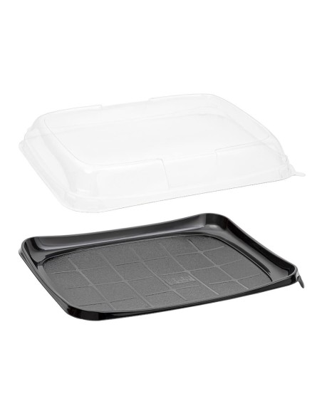 Bandeja para Catering Negra mas Tapa Transparente - Envío 24h.