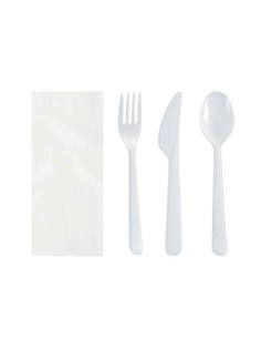 ▶️Set Cubiertos económicos con servilleta blanca (500 Uds.) 2
