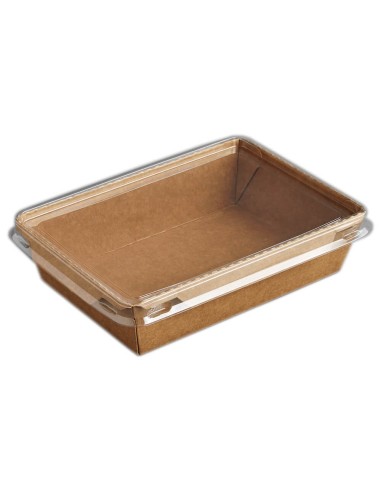 ▶️ Bandeja de papel 1200cc + Tapa PET (300 uds) - Envases ecológicos