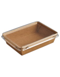 ▶️ Bandeja de papel 2100cc + Tapa PET (300 uds) - Envases ecológicos