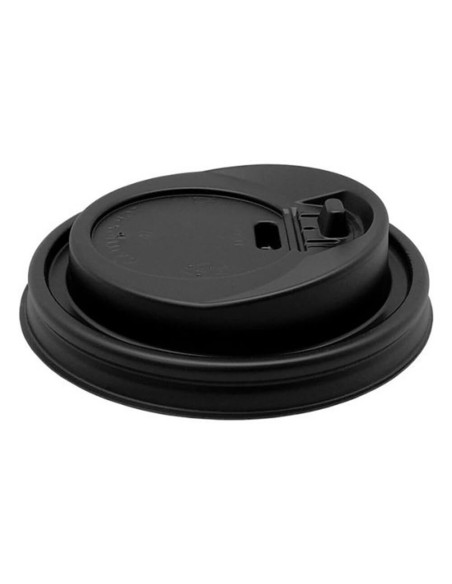 ▶️ Tampa para copo de café 9 OZ preta Ø 80 mm (100 Unid.)