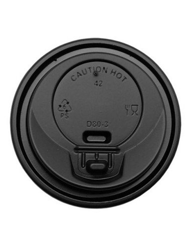 ▶️ Tampa para copo de café 9 OZ preta Ø 80 mm (100 Unid.)