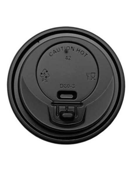 ▶️ Tapa vaso para café 9 OZ negra Ø 80 mm (100 Uds.)