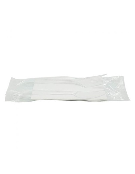 ▶️Conjunto de Talheres econômicos com guardanapo branco (500 Unid.)