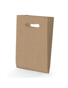 BOLSA ASA TROQUELADA KRAFT 24X40+10 cm. (250 Uds.)
