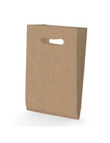BOLSA ASA TROQUELADA KRAFT 24X40+10 cm. (250 Uds.)
