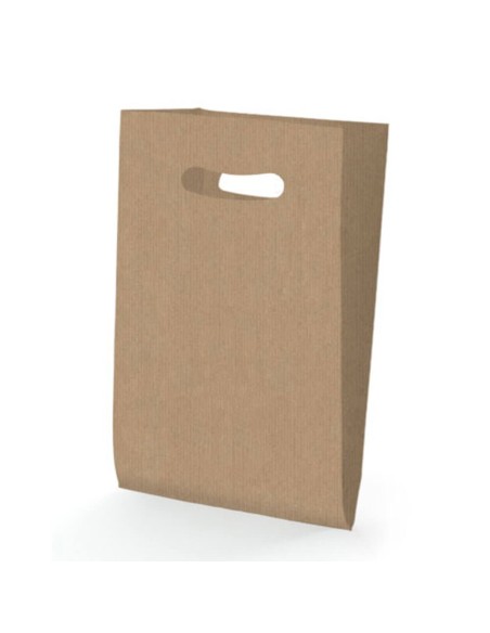 BOLSA ASA TROQUELADA KRAFT 24X40+10 cm. (250 Uds.)