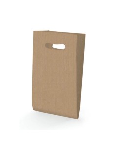 BOLSA ASA TROQUELADA KRAFT 18X29+6 cm. (250 Uds.)