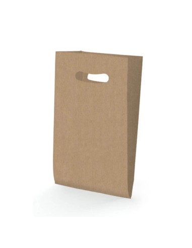 BOLSA ASA TROQUELADA KRAFT 18X29+6 cm. (250 Uds.)