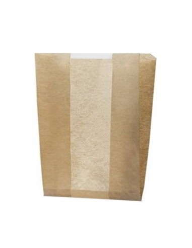 ✅ Saco de Papel Kraft com Janela 18X32+6 cm. - Envio 24h