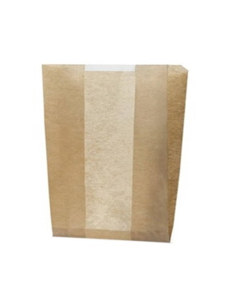 ✅ Saco de Papel Kraft com Janela 18X32+6 cm. - Envio 24h
