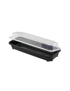 ▶︎ Bandeja para sushi negra + Tapa 214X83X28 mm. (270 Uds.)