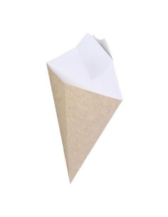 ▶︎ Cono para fritos con salsero kraft 165X195 mm (500 Uds.)