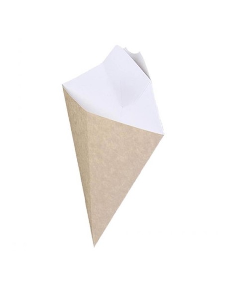 ▶︎ Cono para fritos con salsero kraft 165X195 mm (500 Uds.)
