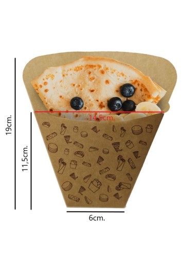▷ Cono Cartón para Crepes 145x190x65 mm - Envío 24h.