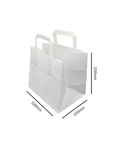 ▷ Bolsa de Papel con Asas Blanca 32X22X25 cm - Envío 24h.