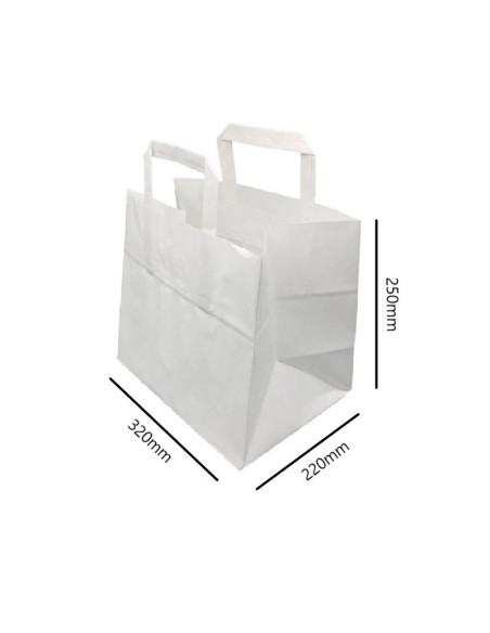 ▷ Bolsa de Papel con Asas Blanca 32X22X25 cm - Envío 24h.