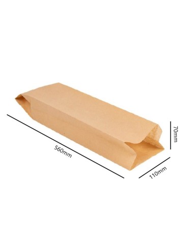 ▶️Saco para Pão de papel bio Kraft (11X56+7cm) - Sacos de padaria