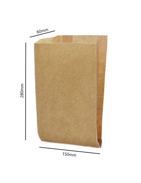 ✅Bolsa Kraft biodegradable 15x28+6cm - Bolsas de panadería - Envío 24h.