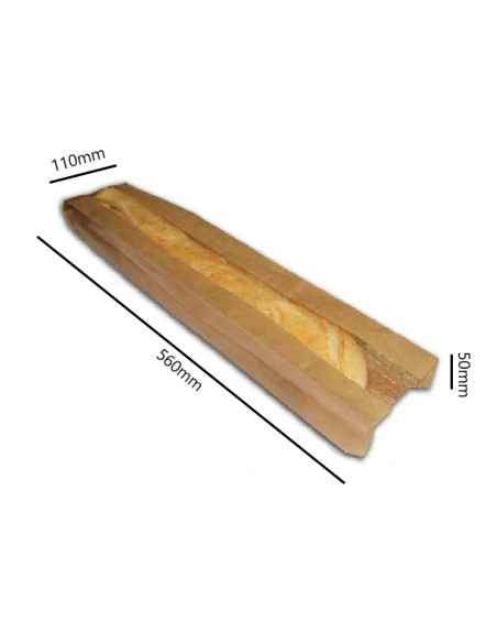 Saco para Pão Kraft com Janela 11X56+5 cm. (200 Und.) - Envio 24h