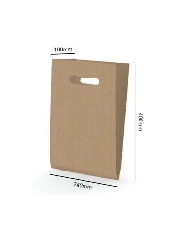 BOLSA ASA TROQUELADA KRAFT 24X40+10 cm. (250 Uds.)