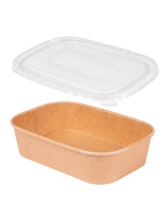 PACK ENVASE RECTANGULAR KRAFT 500 cc + TAPA (300 Uds.)