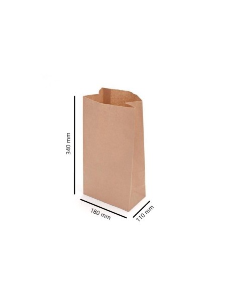 ▷ Bolsa de Papel Kraft Sin Asas Americana 18X10X34 cm - Envío 24h.