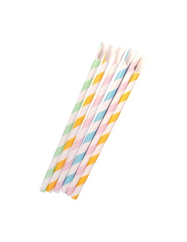 ▷ Canudos de Papel com Colher Multicolorida - Envio Gratuito 24h.