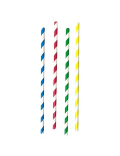 ▷ Pajita de Papel Multicolor 200x8mm - Envío Gratuito 24h.