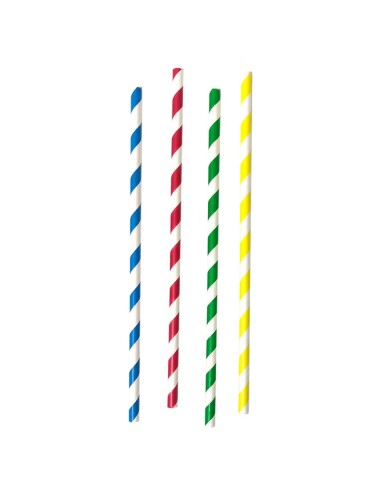 ▷ Pajita de Papel Multicolor 200x8mm - Envío Gratuito 24h.