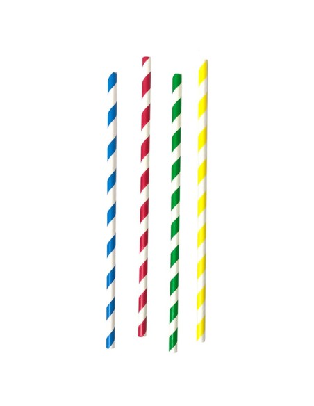 ▷ Pajita de Papel Multicolor 200x8mm - Envío Gratuito 24h.