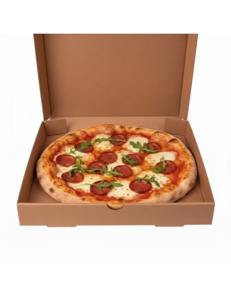 ▶️Caixa para pizza biodegradável Kraft 330x330x40mm (100 Unidades)