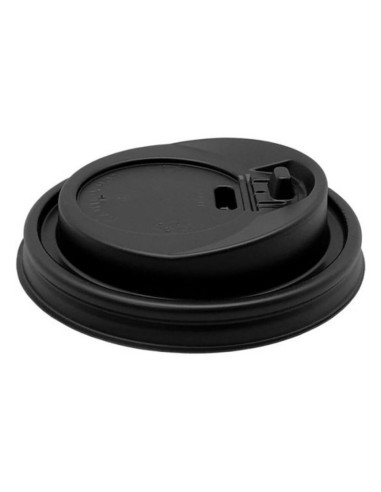 ▶️ Tampa Preta com Fecho para Copos 8/12 OZ Ø 80 mm.