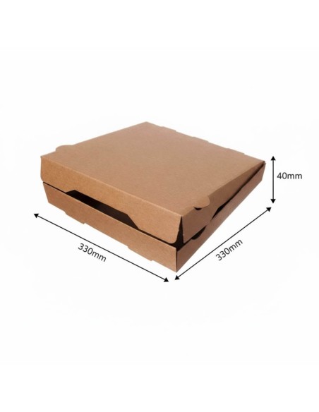 ▶️Caixa para pizza biodegradável Kraft 330x330x40mm (100 Unidades)
