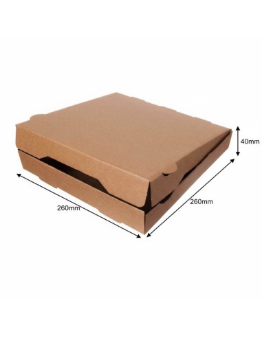 ▶️Caixa para pizza biodegradável Kraft 260x260x40 mm (100 Unidades)