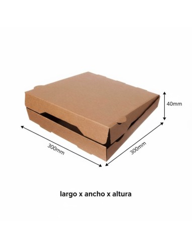 ▶️Caixa para pizza biodegradável Kraft 300x300x40 mm (100 Unid.)