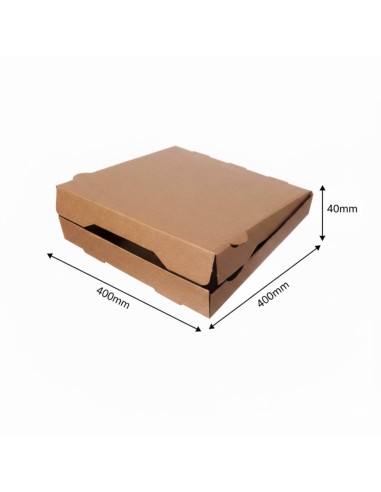 ▶️Caixa para pizza biodegradável Kraft 400x400x40mm (100 Unid.)