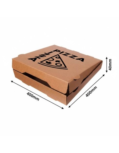 ▶️ Caixa para pizza biodegradável Kraft 400x400x40mm