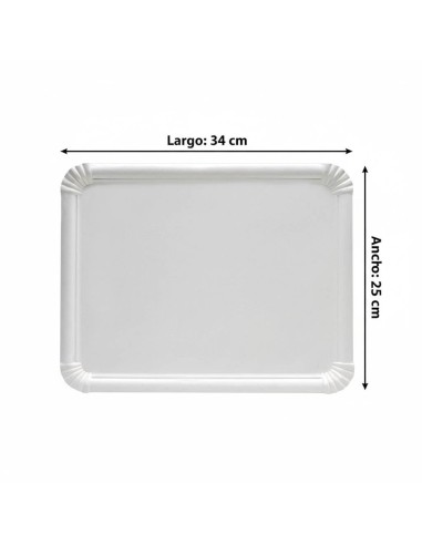?️Bandeja de Cartón Blanca 25x34 cm| Bandejas desechables