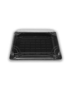 ? Bandeja Sushi Preta com tampa 185X130X30 mm. Envio 24h | ?