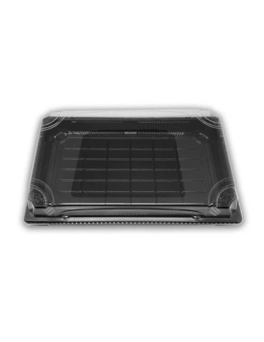 ? Bandeja Sushi Preta com tampa 240X150X20 mm. Envio 24h | ?