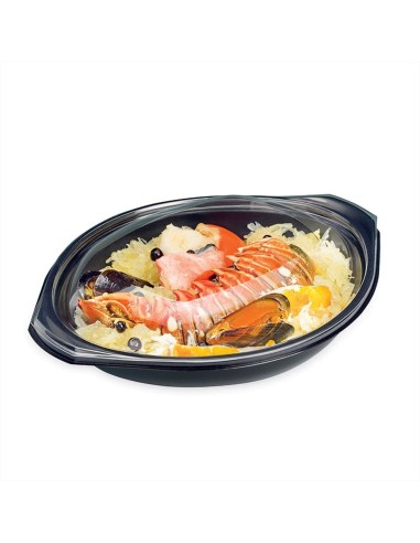 Embalagem para Comida de Plástico Redonda Preta 500 cc - Envio em 24h.