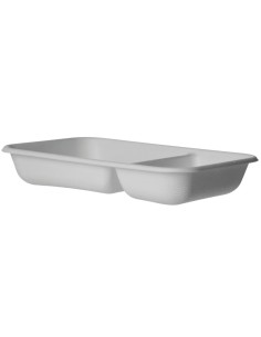 ▷ Bandeja de Caña de Azúcar Dos Compartimentos - Envío 24h.