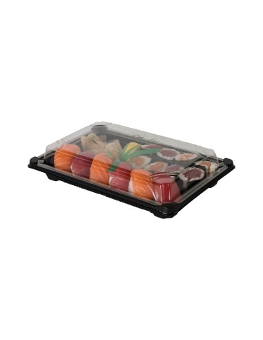 ▷ Bandeja Para Sushi Biodegradável Preta + Tampa - Envio Gratuito 24h.