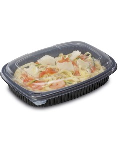 ▷ Embalagem de Plástico Preto 600 cc com Tampa - Entrega 24h.