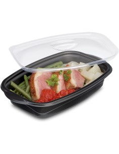 ▷ Bandeja Desechable Negra 500 cc mas Tapa Transparente - Envío 24 h.