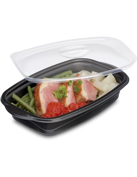 ▷ Bandeja Desechable Negra 500 cc mas Tapa Transparente - Envío 24 h.